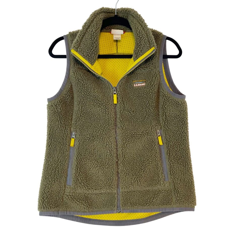 LL Bean VTG Mountain Pile Sherpa Fleece Vest Sz S‎ Granola Gorpcore Outdoorsy